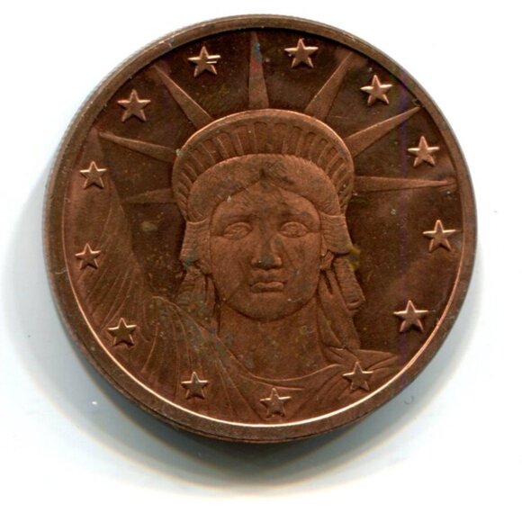Statue of Liberty One Ounce .999 Fine Copper Round (b859-46) - Picture 1 of 2